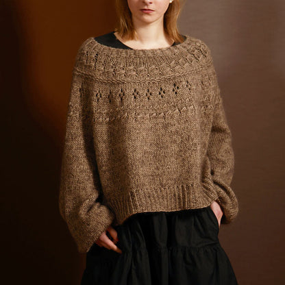 Top-down Round Yoke Pullover Knitting Pattern