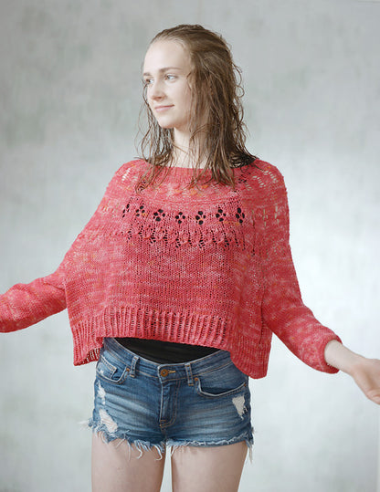 Top-down Round Yoke Pullover Knitting Pattern