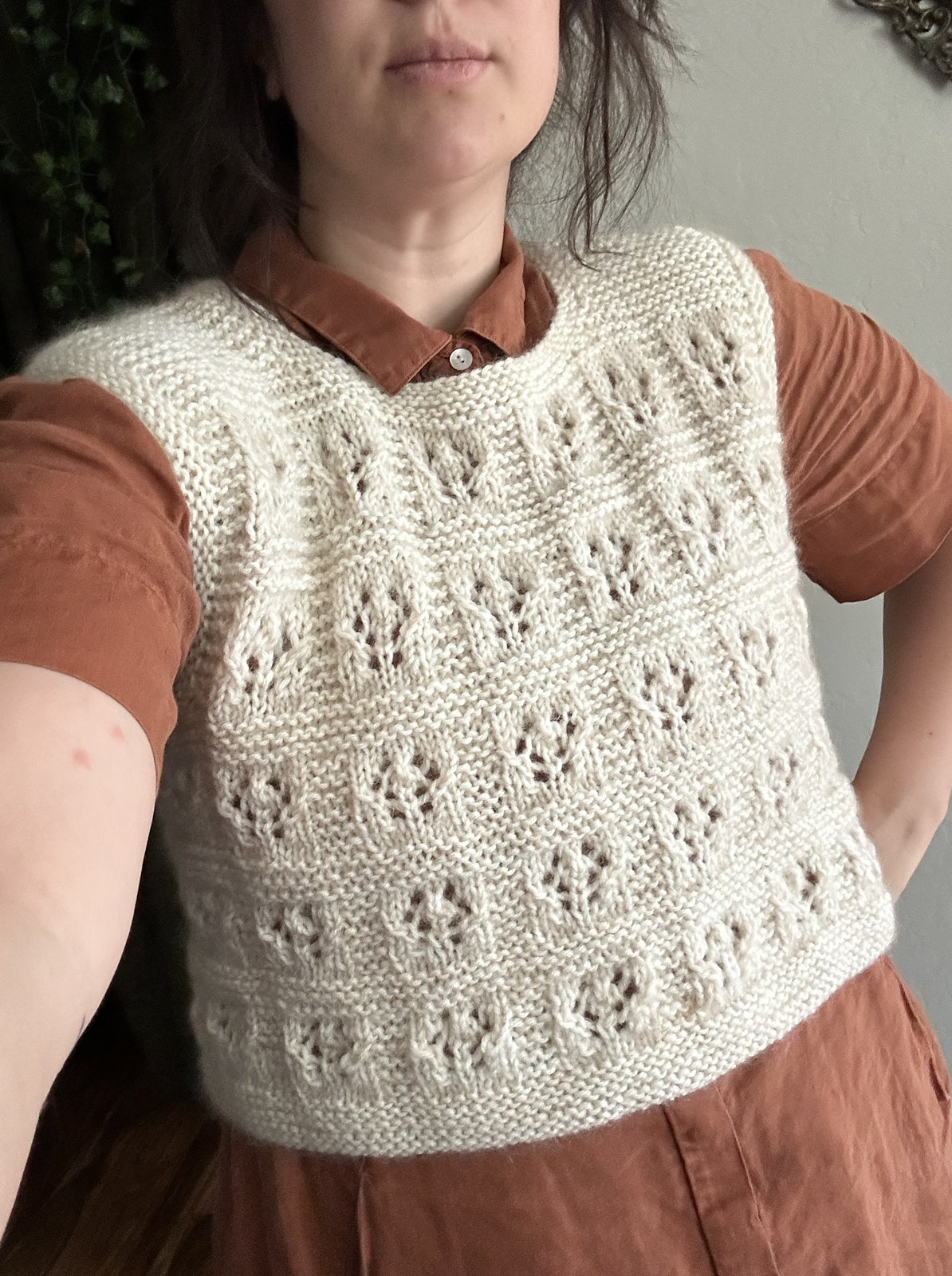 Lace Mock Neck Vest Knitting Pattern