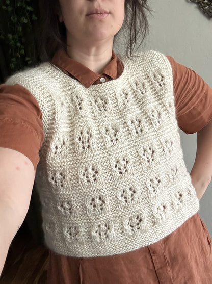 Lace Mock Neck Vest Knitting Pattern