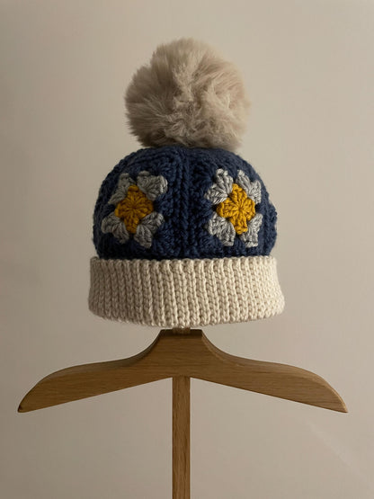 Winter Granny Square Beanie Crochet Pattern