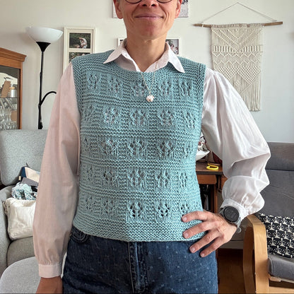 Lace Mock Neck Vest Knitting Pattern