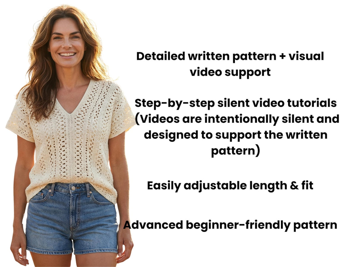 Boho Lace V Neck Blouse Crochet Pattern