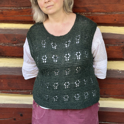 Lace Mock Neck Vest Knitting Pattern