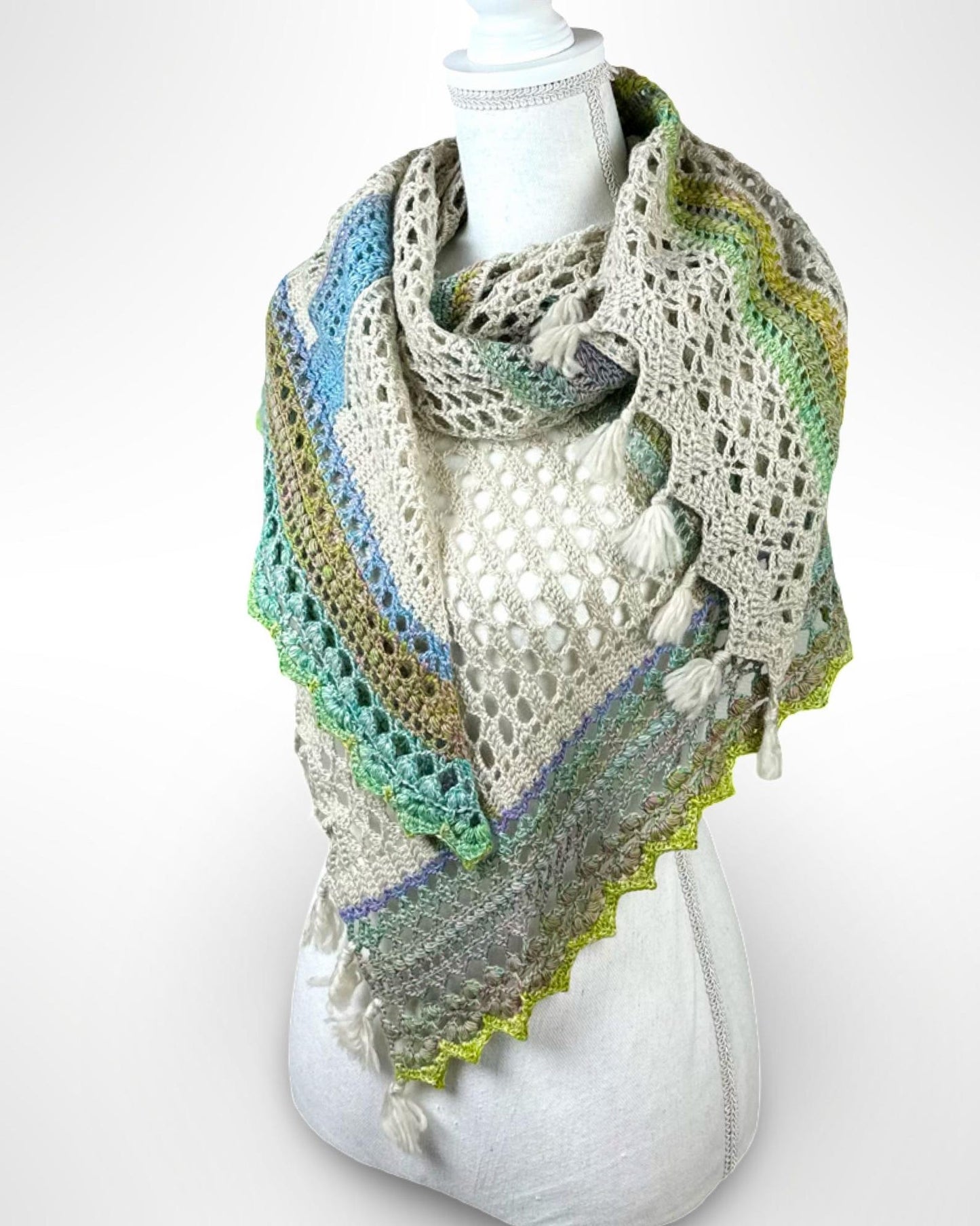 Textured Lace Triangle Shawl Crochet Pattern