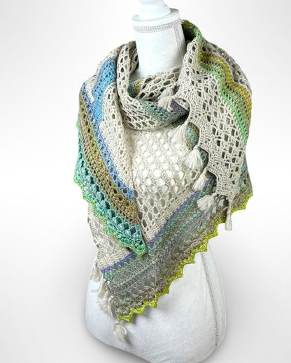 Textured Lace Triangle Shawl Crochet Pattern