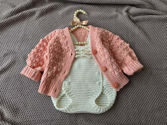 Popcorn Jacket for Baby Girls Crochet Pattern