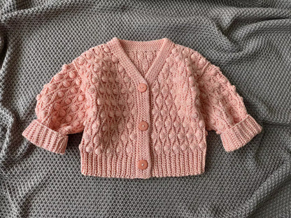 Popcorn Jacket for Baby Girls Crochet Pattern