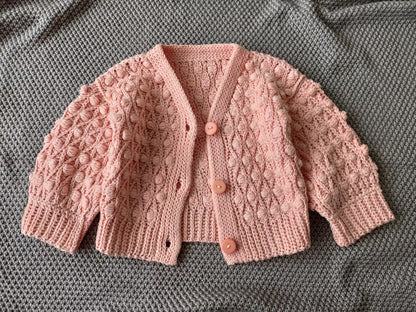 Popcorn Jacket for Baby Girls Crochet Pattern