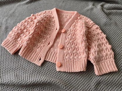 Popcorn Jacket for Baby Girls Crochet Pattern