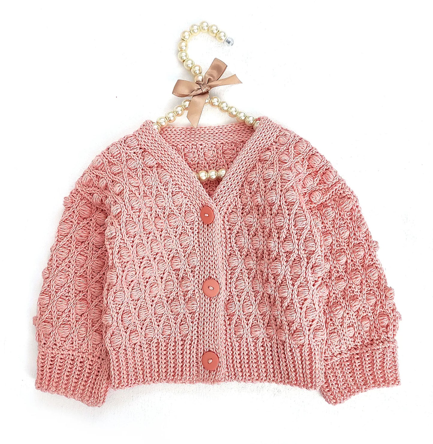 Popcorn Jacket for Baby Girls Crochet Pattern