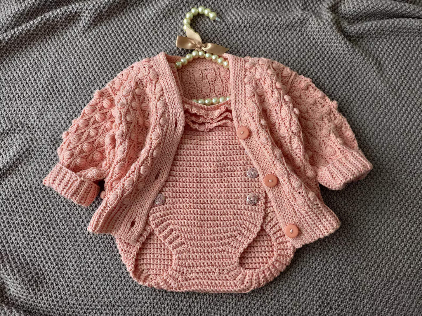 Popcorn Jacket for Baby Girls Crochet Pattern