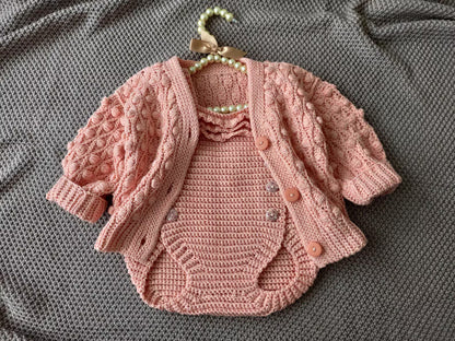 Popcorn Jacket for Baby Girls Crochet Pattern