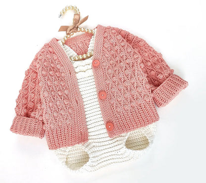 Popcorn Jacket for Baby Girls Crochet Pattern