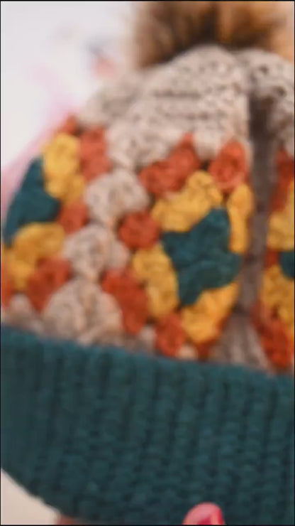 Winter Granny Square Beanie Crochet Pattern